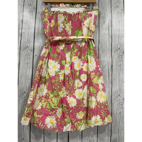 Lilly Pulitzer Briddie Strapless Hottie Pink Daisy Print Mini Dress Fit & Flare - Picture 8 of 13
